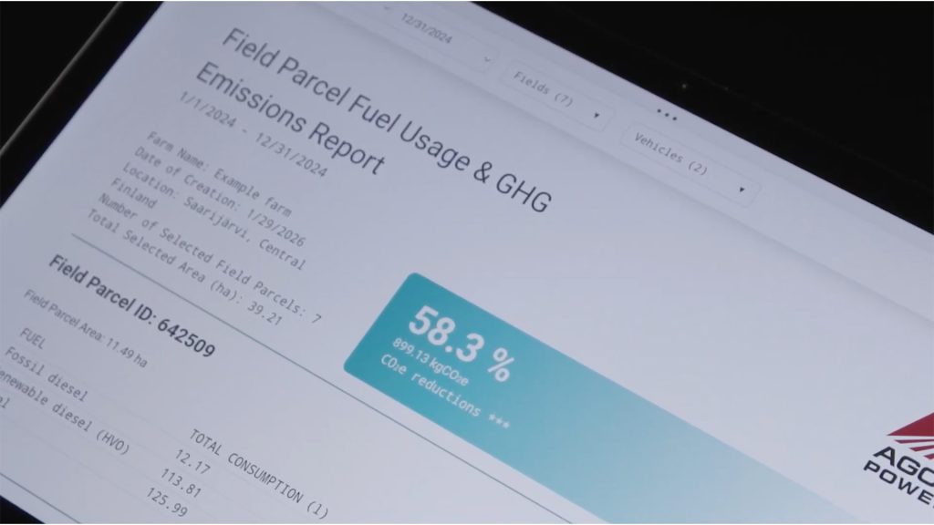 AGCO Power CO2 Calculator user interface